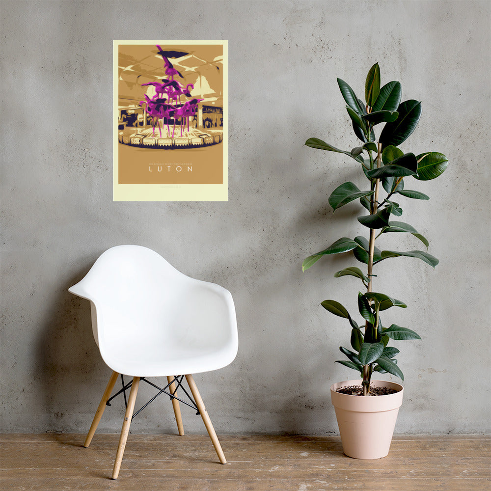 Iconic Luton Poster: The Arndale Centre Pink Flamingos