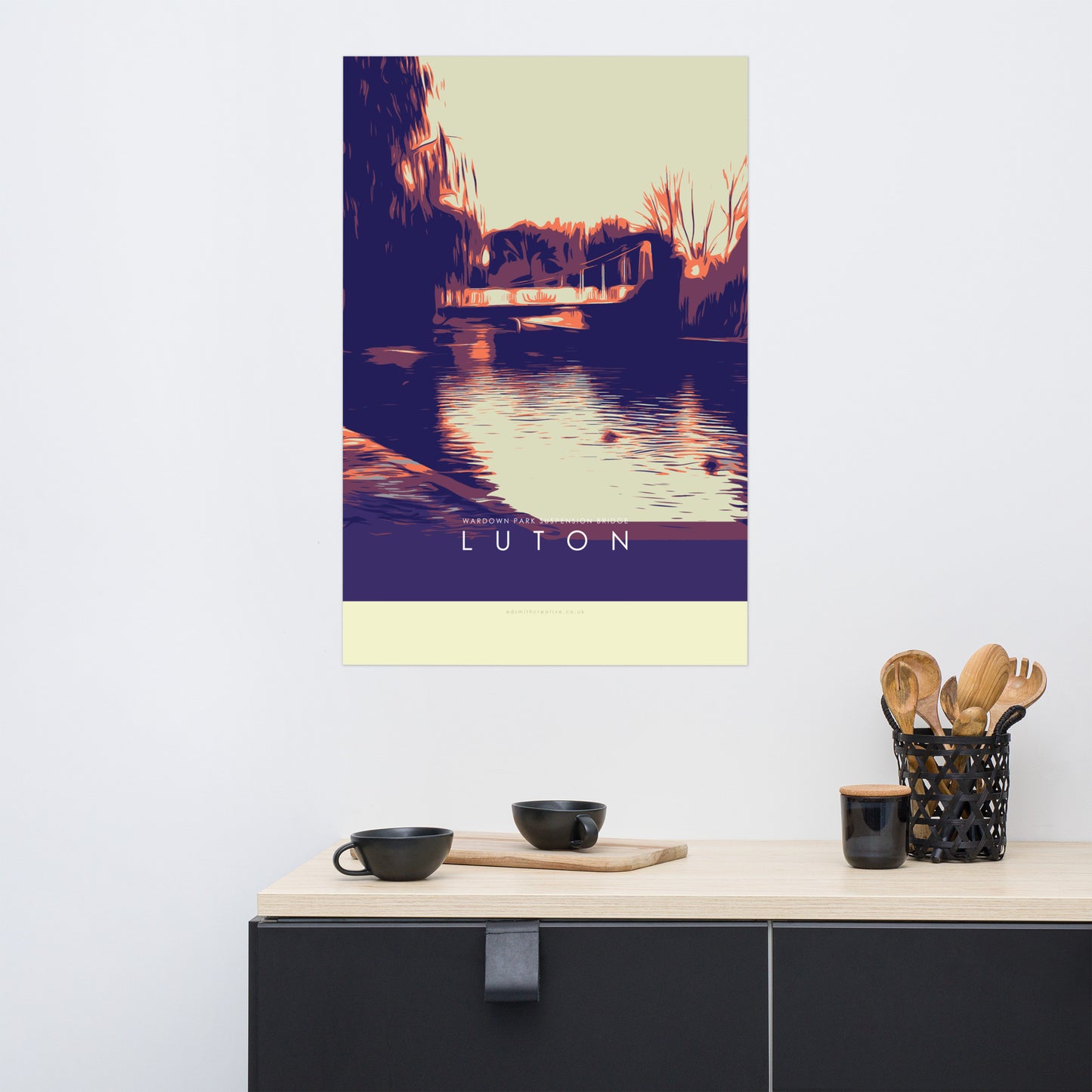 Iconic Luton Poster - Wardown Park Suspension Bridge Part 3