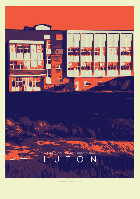 Iconic Luton Poster - Barnfield College, New Bedford Road