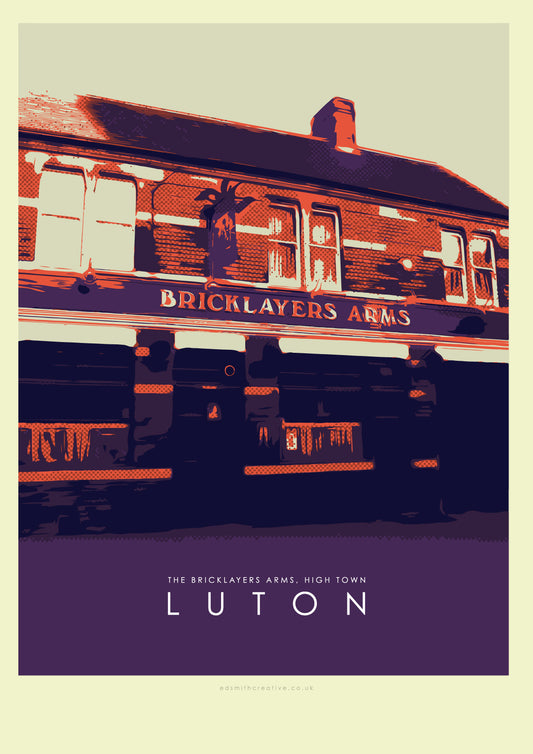 Iconic Luton Poster - The Bricklayers Arms, High Town