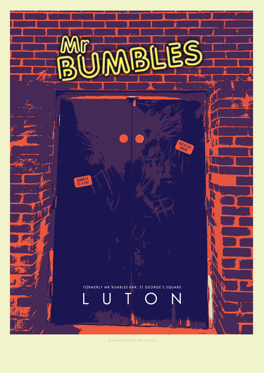 Iconic Luton Poster - Mr Bumbles Bar