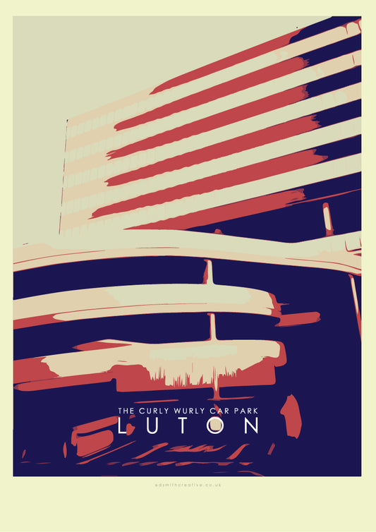 Iconic Luton Poster: The Curly Wurly Car Park