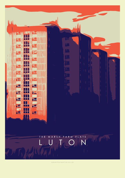 Iconic Luton Poster: The Marsh Farm Flats