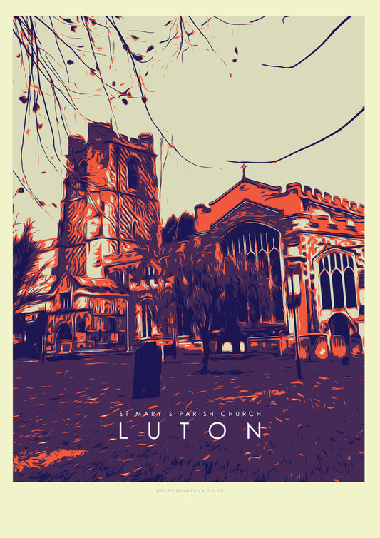 Iconic Luton Poster - St Mary's Parish Church, Luton