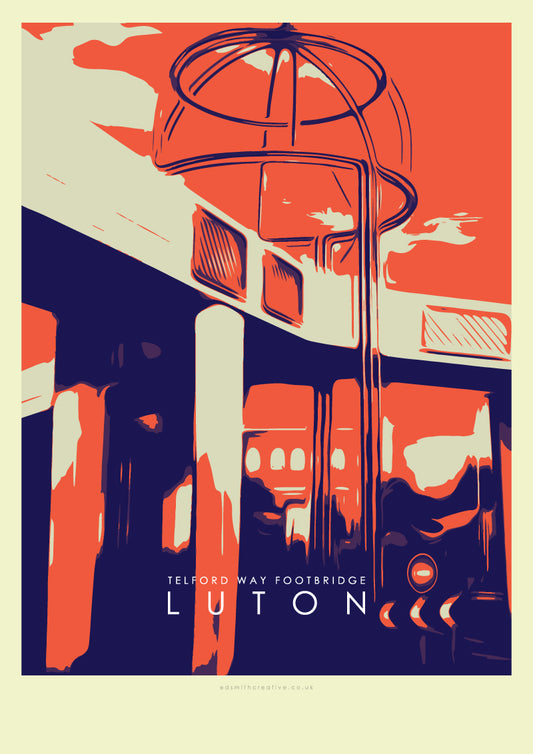 Iconic Luton Poster: The Telford Way Footbridge