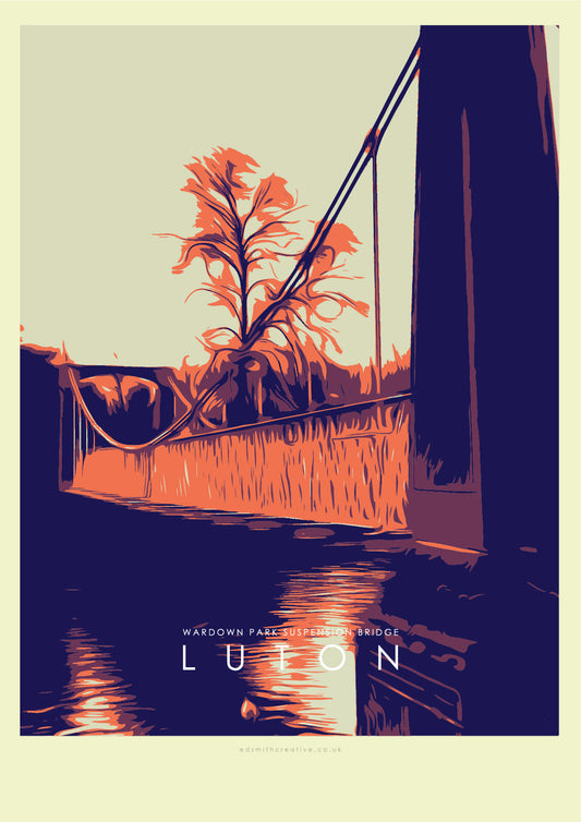 Iconic Luton Poster - Wardown Park Suspension Bridge Part 2
